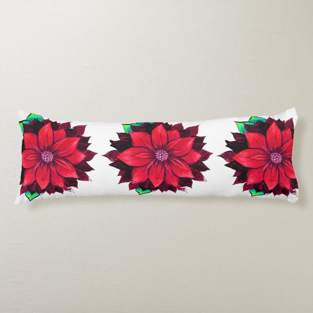 KLASSISCHER ROTER POINSETTIA Entwurf Seitenschläferkissen (Vorderseite)