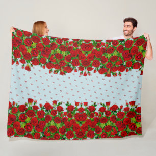 Klassischer roter Rosengarten Romantischer benutze Fleecedecke