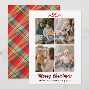 Klassischer roter Schottenkaro-Weihnachten mit han Feiertagskarte