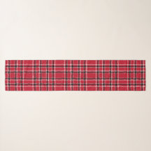 Klassischer Roter und Karierter Long Chiffon Scarf