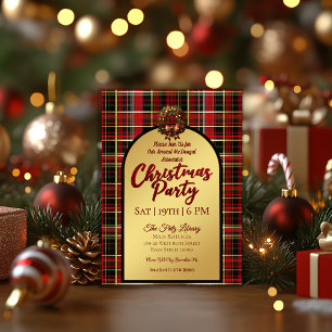 Klassischer roter Weihnachts-Tartan-Feierparty  Einladung