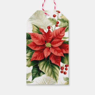 Klassischer roter Weihnachtsstern personalisierter Geschenkanhänger