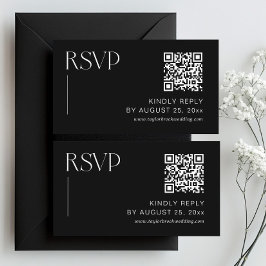 Klassischer RSVP Qr Code für Schwarze Hochzeit Begleitkarte