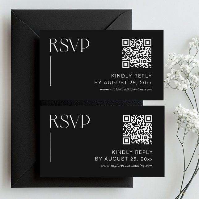 Klassischer RSVP Qr Code für Schwarze Hochzeit Begleitkarte (Von Creator hochgeladen)