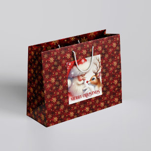 Klassischer Rudolph und Santa Kinder Weihnachtsurl Große Geschenktüte