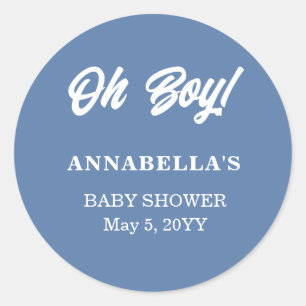 Klassischer Rundaufkleber Blaue Baby Boy Shower Runder Aufkleber