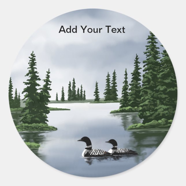 Klassischer Rundaufkleber für Common Loons Runder Aufkleber (Vorderseite)
