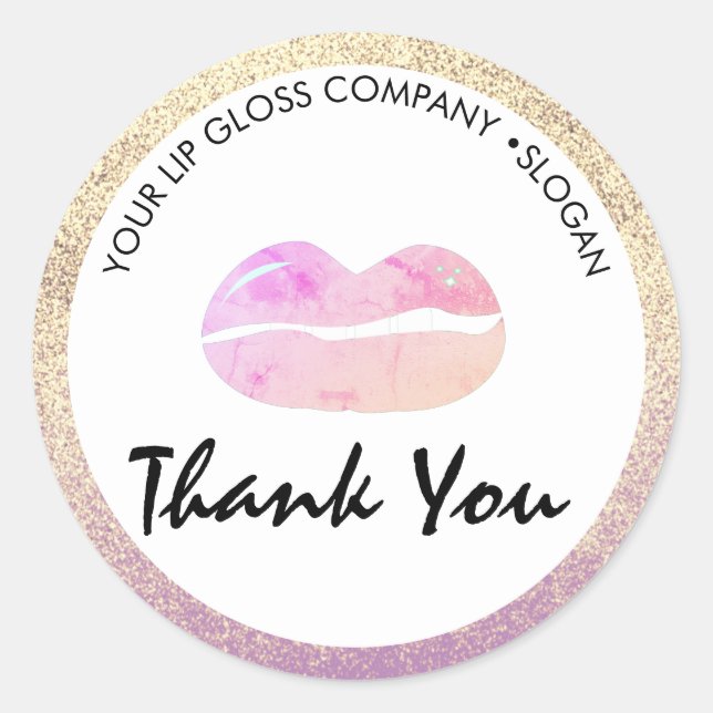 Klassischer Rundaufkleber für Lip Gloss Business-L Runder Aufkleber (Vorderseite)