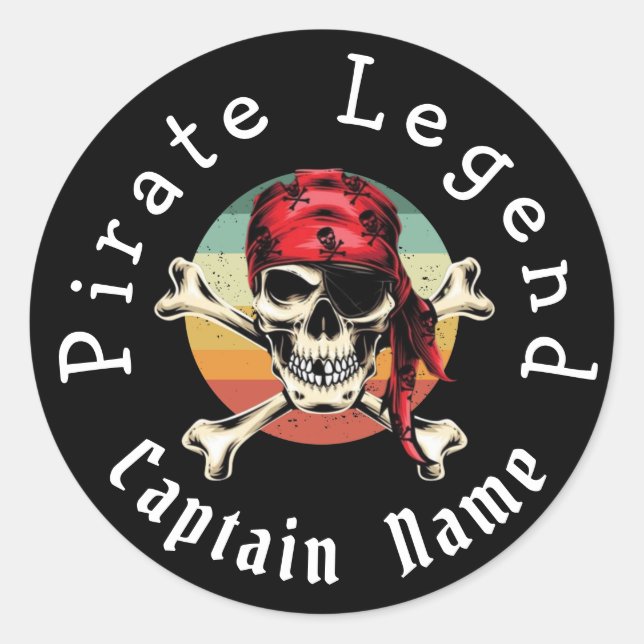 Klassischer Rundaufkleber für Piraten Runder Aufkleber (Vorderseite)