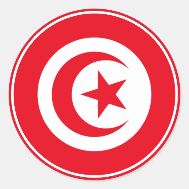 Klassischer Rundaufkleber mit Tunisienflagge Runder Aufkleber (Vorderseite)