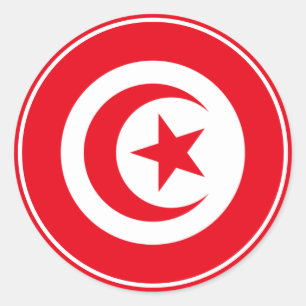 Klassischer Rundaufkleber mit Tunisienflagge Runder Aufkleber