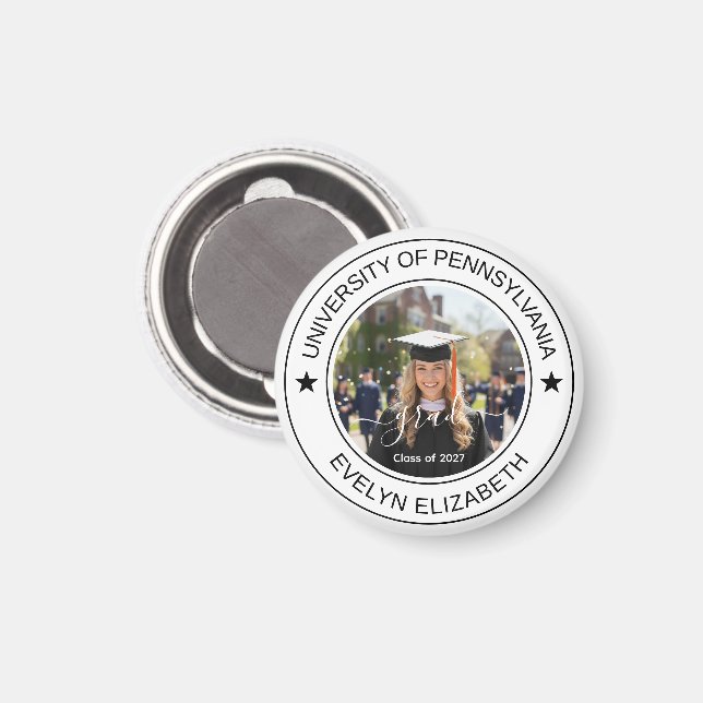 Klassischer runder Graduate Modern Script Magnet (Vorderseite/Rückseite)