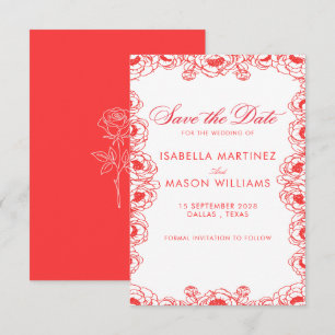 Klassischer Saft roter französischer Blumen Save-t Save The Date