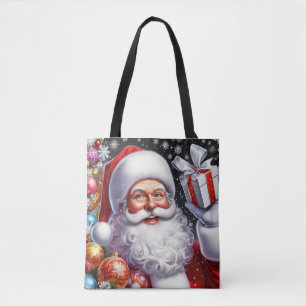 Klassischer Santa mit Gegenwart und Ornamenten Tasche