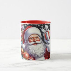 Klassischer Santa mit Gegenwart und Ornamenten Tasse