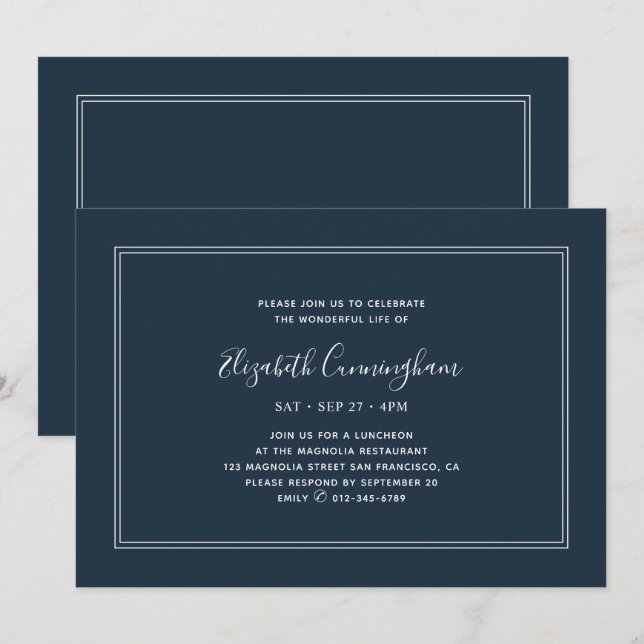 Klassischer, schlichter Rahmen Einladung (Vorne/Hinten)