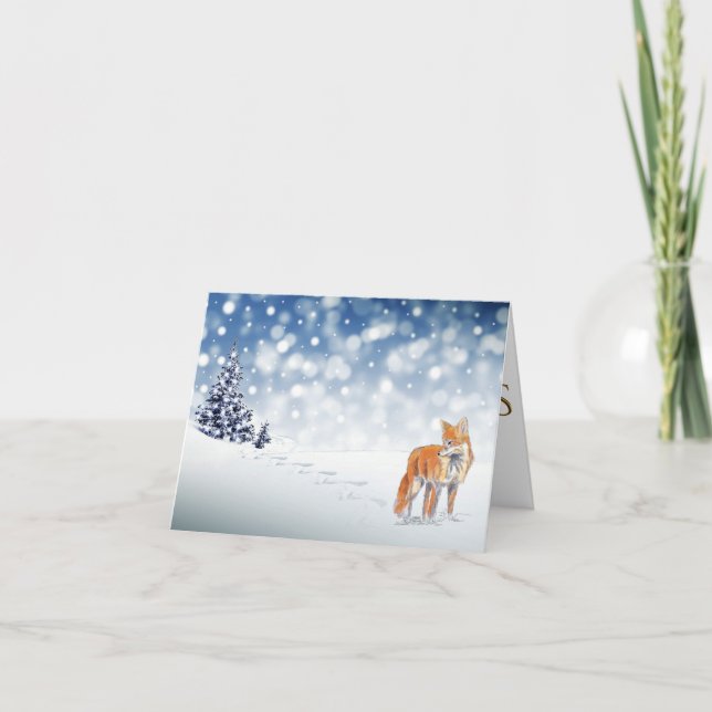 Klassischer Schneewald Roter Fox Frohe Weihnachten (Vorderseite)