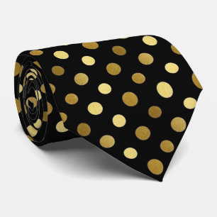 Klassischer Schwarz-Gold-Polka-Punkt Krawatte