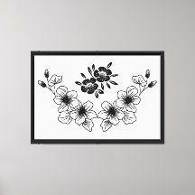 Klassischer Schwarz-Weiß-Blumen-Leinwanddruck