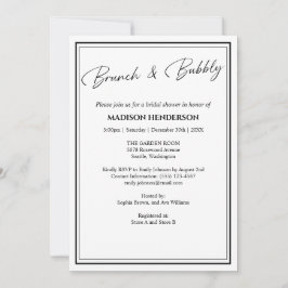Klassischer Schwarz-Weiß-Brautparty Brunch Einladung