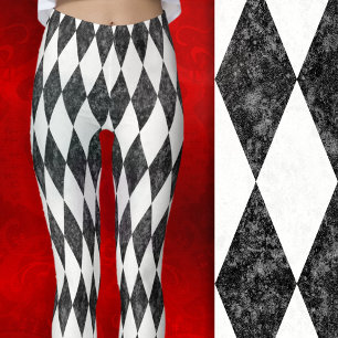 Klassischer Schwarz Weiß-Eis Harlekin Diamant Argy Leggings