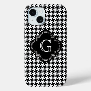 Klassischer Schwarz-Weiß-Hahnentritt mit Monogramm Case-Mate iPhone Hülle