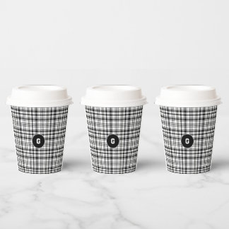 Klassischer Schwarz-Weiß-Kariert-Paper-Cup Pappbecher