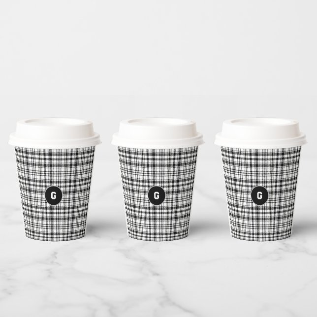 Klassischer Schwarz-Weiß-Kariert-Paper-Cup Pappbecher (Multi)