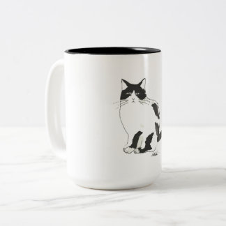 Klassischer Schwarz-Weiß-Katzen-Kaffeebecher Zweifarbige Tasse