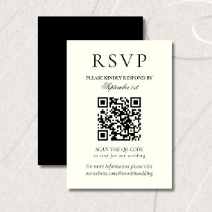 Klassischer Schwarz-Weiß-Minimalistischer Hochzeit RSVP Karte