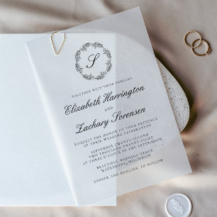 Klassischer Schwarz-Weiß-Monogramm-Kranz in Schrei