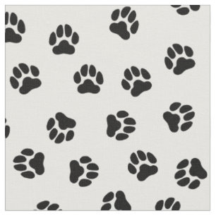 Klassischer Schwarz-Weiß-Pet-Paw-Druckstoff Stoff