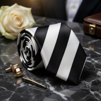 Klassischer Schwarz Weiß Pinstripe Krawatte