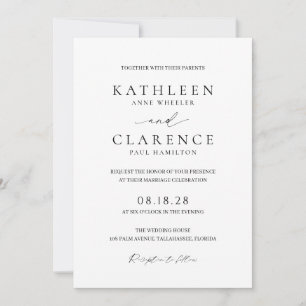 Klassischer Schwarz-Weiß-QR-Code Elegante Hochzeit Einladung