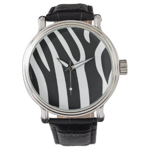 Klassischer Schwarz-Weiß-Streifendruck im Zebraloo Armbanduhr