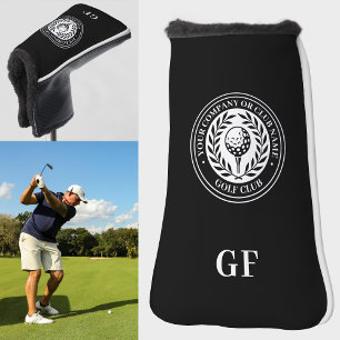 Klassischer schwarzer Lorbeerkranz Namensmonogramm Golf Headcover