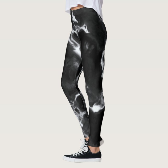 Klassischer Schwarzer Marmor, grau, weiß Leggings (Links)