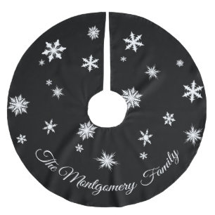 Klassischer schwarzer personalisierter Baum-Rock Polyester Weihnachtsbaumdecke