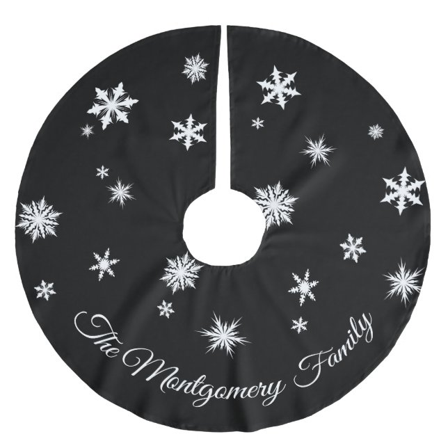 Klassischer schwarzer personalisierter Baum-Rock Polyester Weihnachtsbaumdecke (Vorderseite)