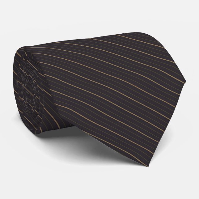 Klassischer Schwarzer Pinstripe Groom Hochzeit Krawatte (Gerollt)