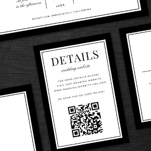 Klassischer schwarzer Rahmen Hochzeitsdetails QR-C Begleitkarte
