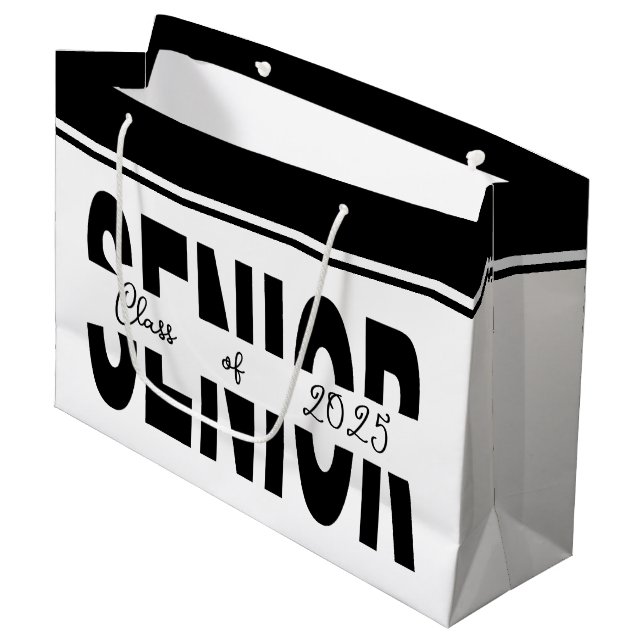 Klassischer schwarzer Rang Große Geschenktüte (Vorderseite Schrägansicht)