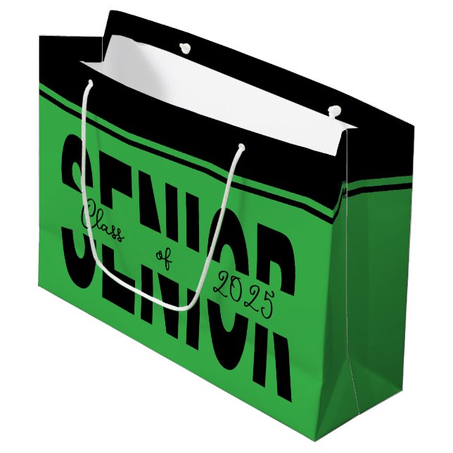 Klassischer schwarzer Rang Große Geschenktüte (Vorderseite Schrägansicht)