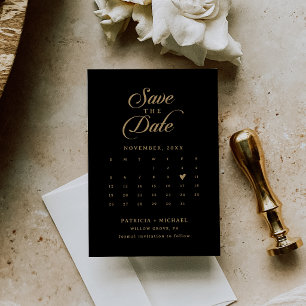 Klassischer schwarzer und goldener QR-Code-Kalende Save The Date