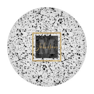 Klassischer schwarzer weißer Marmor Terrazzo Schneidebrett