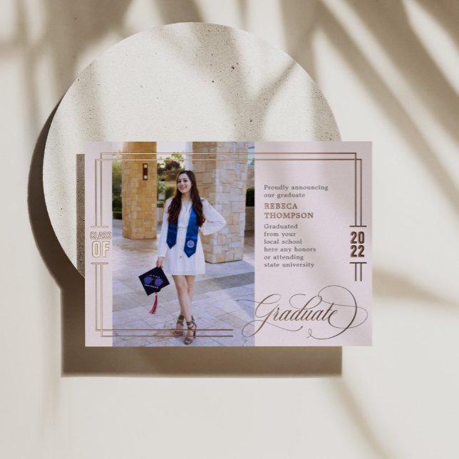 Klassischer Script-Abschluss - Blush & Rose Folieneinladung (Von Creator hochgeladen)