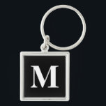 Klassischer Serif Mit Monogramm Schlüsselanhänger<br><div class="desc">klassischer Serif-Schriftart mit Monogramm Schlüsselkette aus schwarzem Quadrat</div>