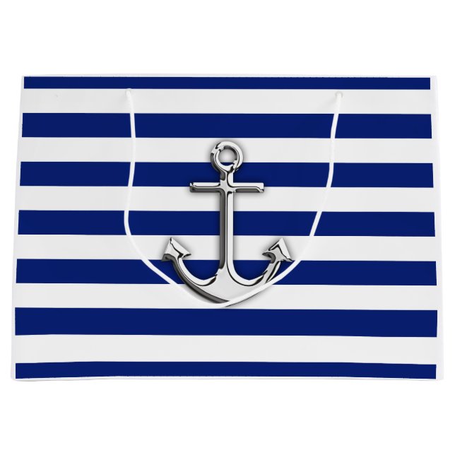 Klassischer silberner Anker Große Geschenktüte (Vorderseite)