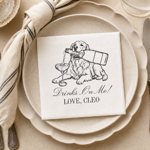 Klassischer Skizzen-Golden-Retriever-Champagner-Ho Serviette