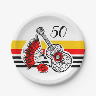 Klassischer spanischer Souvenirs-Streifen 50 Jahre Pappteller